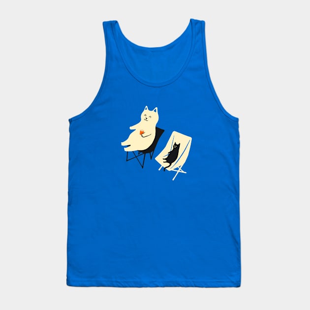 Happy go Lucky Cat 4 relaxing on Chair Tank Top by Chewbarber